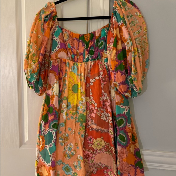 NWT Zimmermann Lola Floral Puff Sleeve Mini Dress - Picture 2 of 8